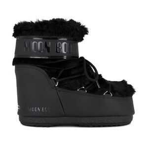 NWT Moon Boot Icon Low Faux Fur Black Boot - 39/41